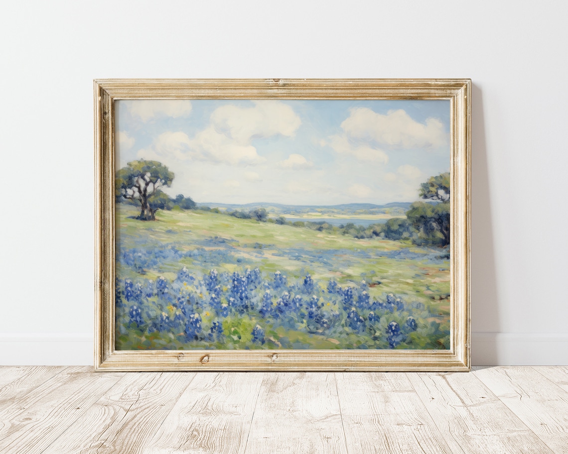 Bluebonnet Painting Art Print, Landscape Wall Art - Image 2