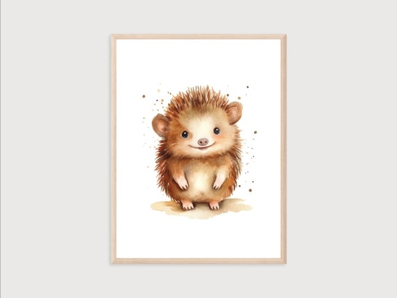 Baby Hedgehog Watercolor Nursery Art Print