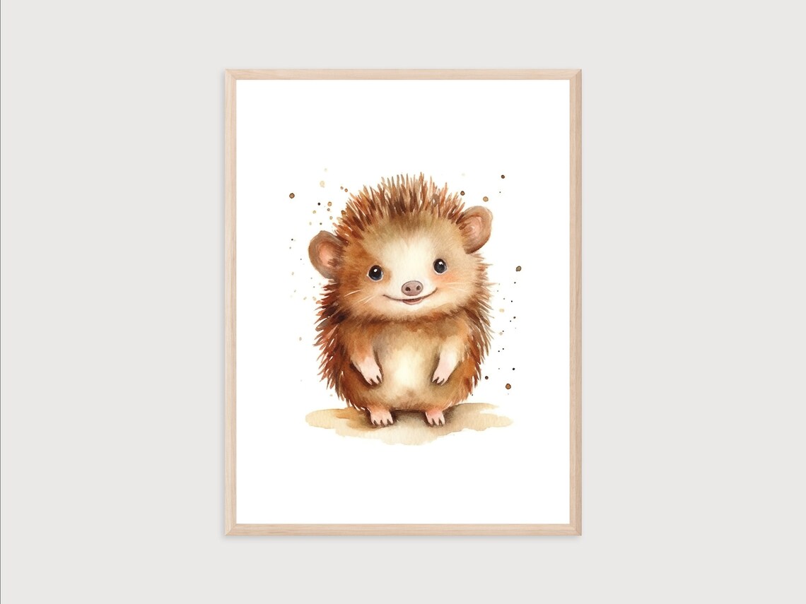 Baby Hedgehog Watercolor Nursery Art Print