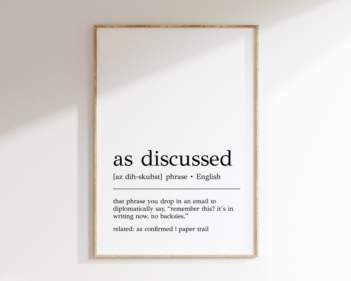 As Discussed Funny Office Email Dictionary Definition Humor Poster