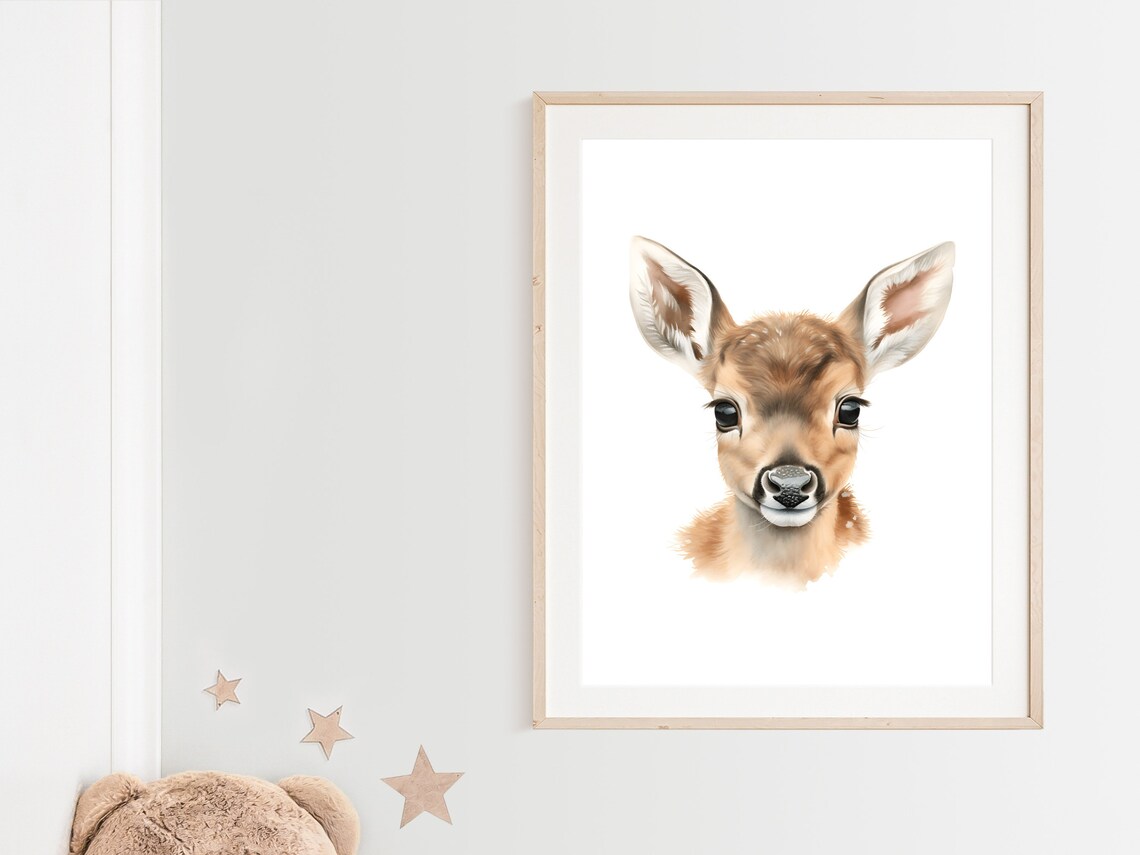 Deer Nursery Print, Woodland Animal Wall Art - Image 2