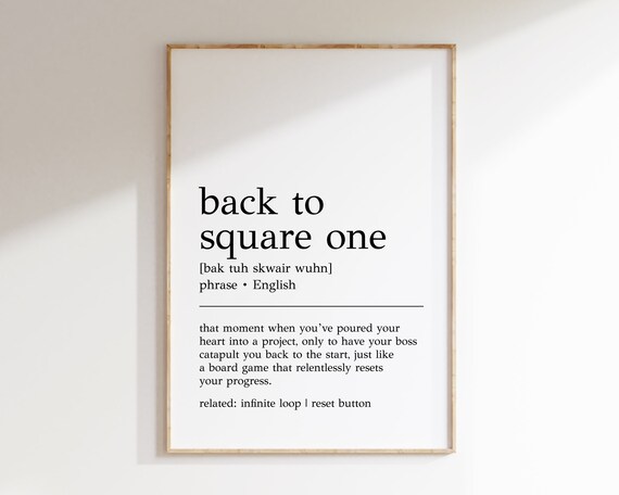 Back To Square One Definition Print Funny Office Decor Work From Home Art Cubicle Wall Art Home Office Wall Art Print