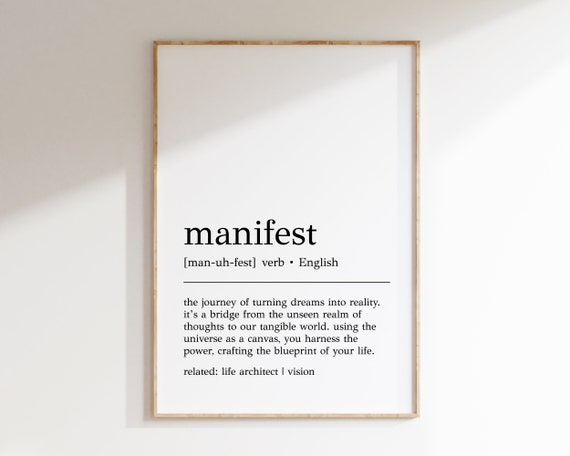 Manifest Definition Print Manifest Wall Art Law Of Attraction Print Affirmation Wall Art Motivational Poster Print