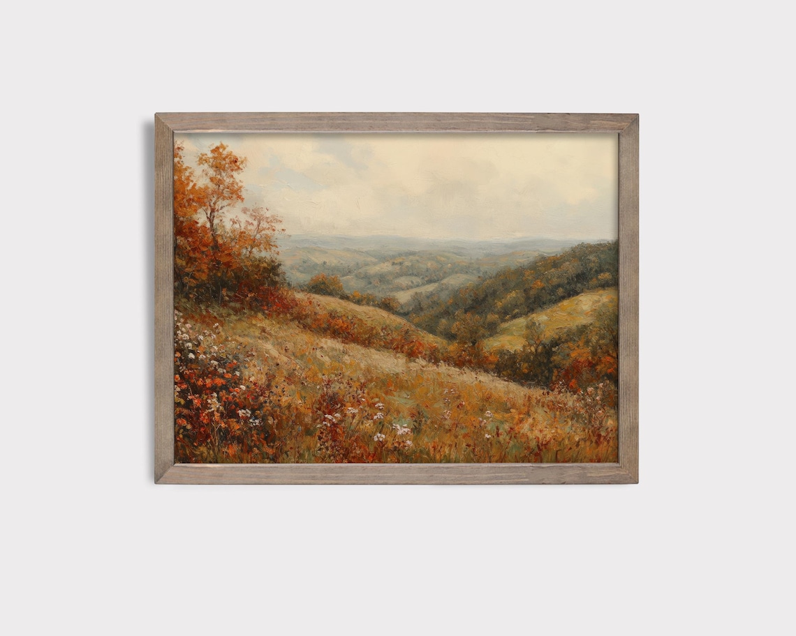 Autumn Landscape Art Print, Farmhouse Fall Decor