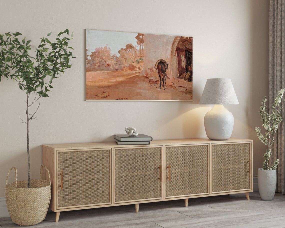 Mule by Desert Doorway Watercolor Poster Rustic Terracotta Art - Image 3