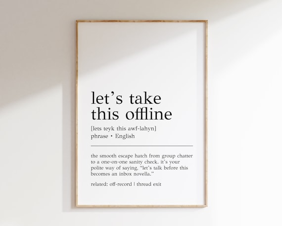 Lets Take This Offline Definition Print Funny Office Decor Home Office Wall Art Print Cubicle Decor Home Office Decor