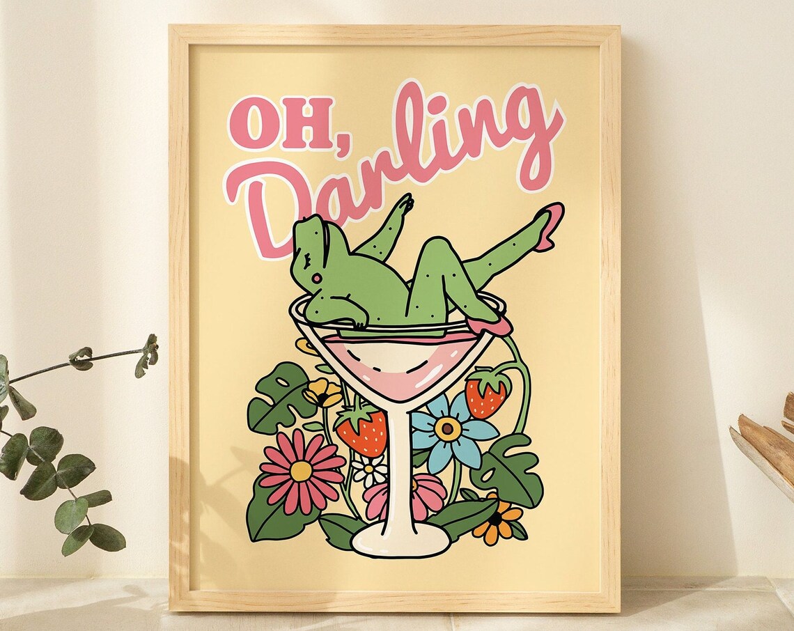 Retro Pinup Frog Quote, Vintage-Style Poster