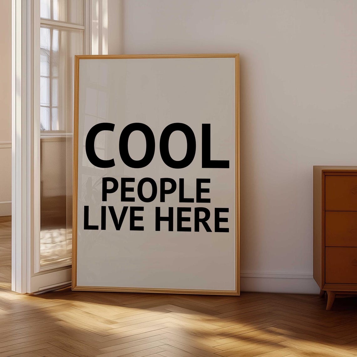 Cool People Live Here Minimalist Black Typography Quote Poster