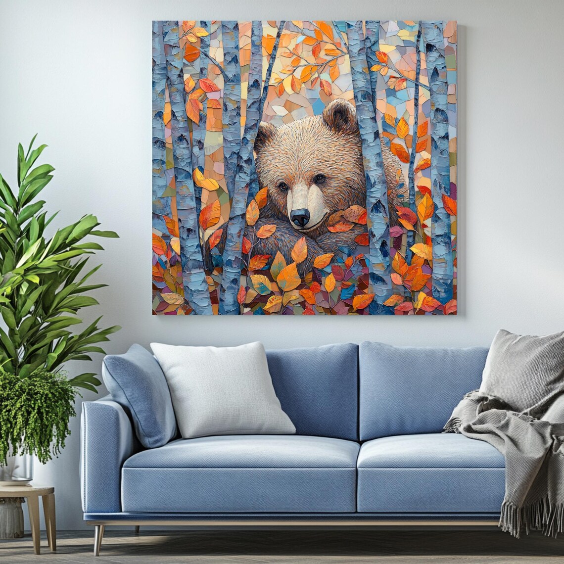 Bear With Birch Tree - Forest Wall Art Print - Image 2