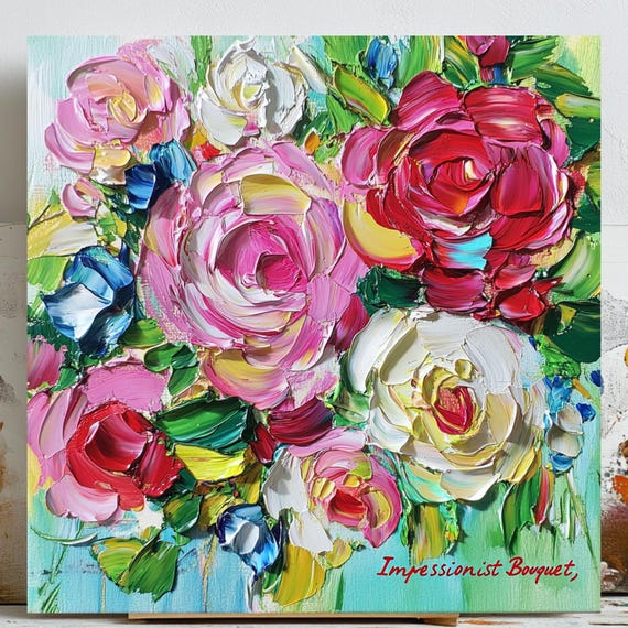 Impasto Flower Art Print, Textured Floral Impressionist