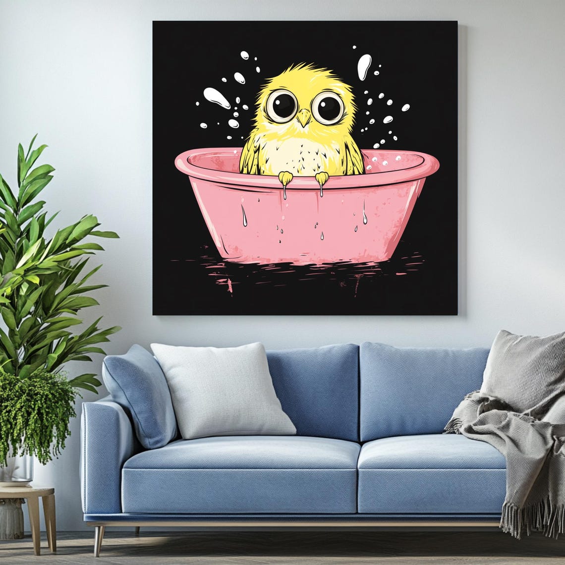 Yellow Chick Bathroom Decor, Funny Animal Art Print - Image 2