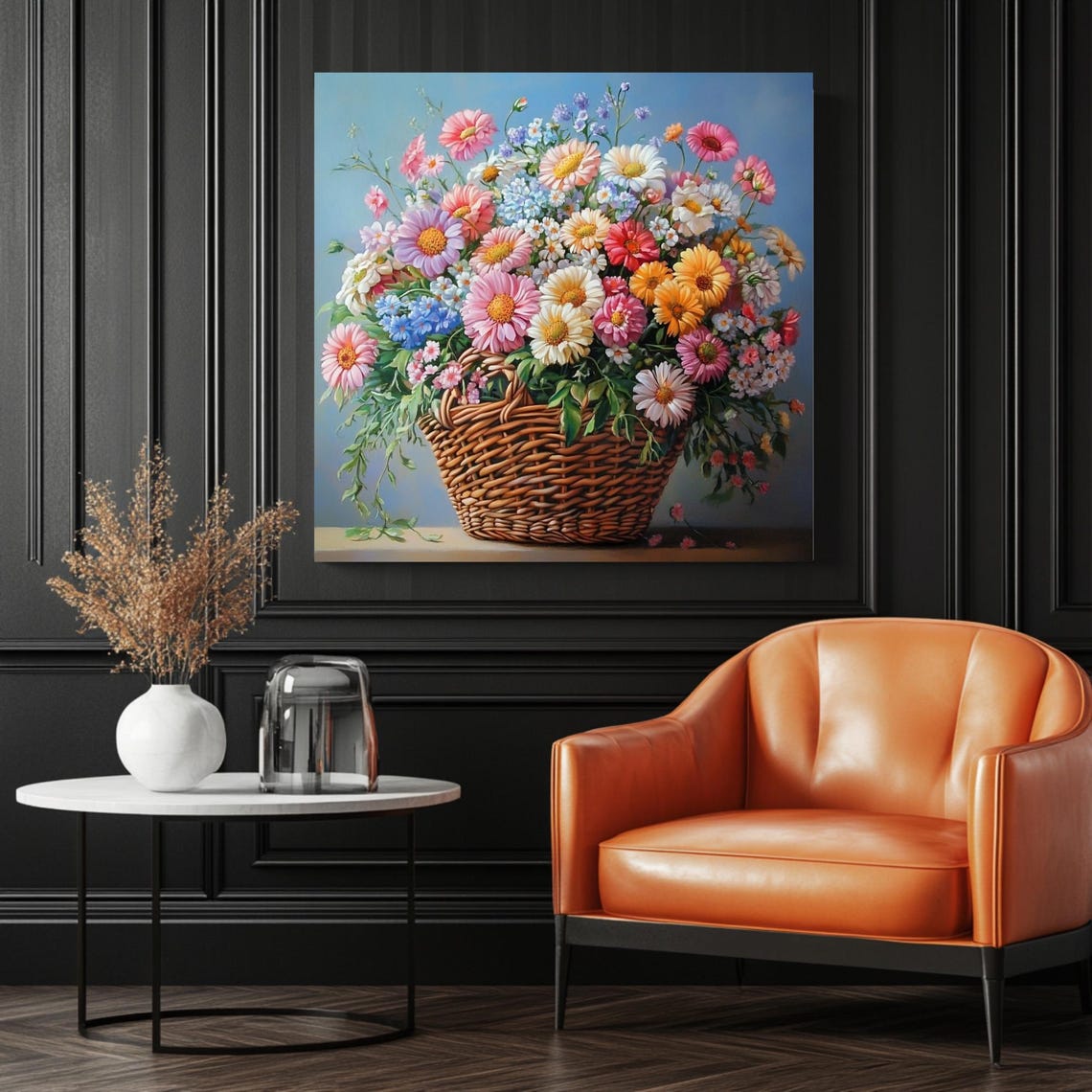 Colorful Flower Basket Floral Wall Art Print - Image 3