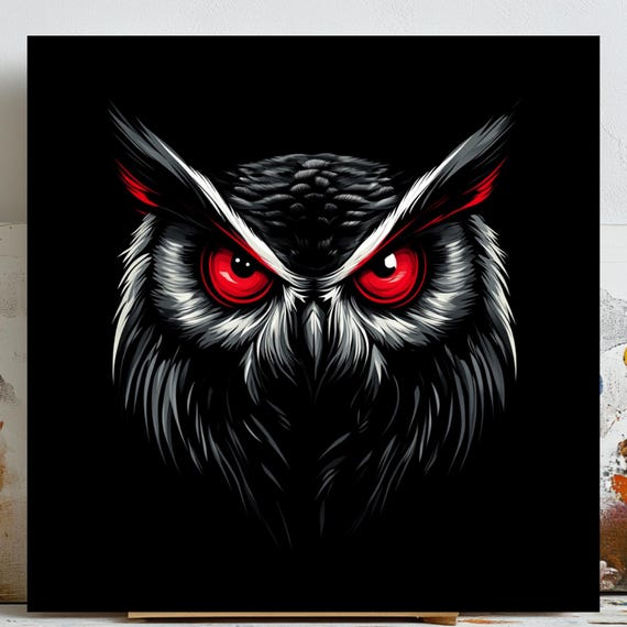 Dark Owl Art Print, Gothic Wall Decor