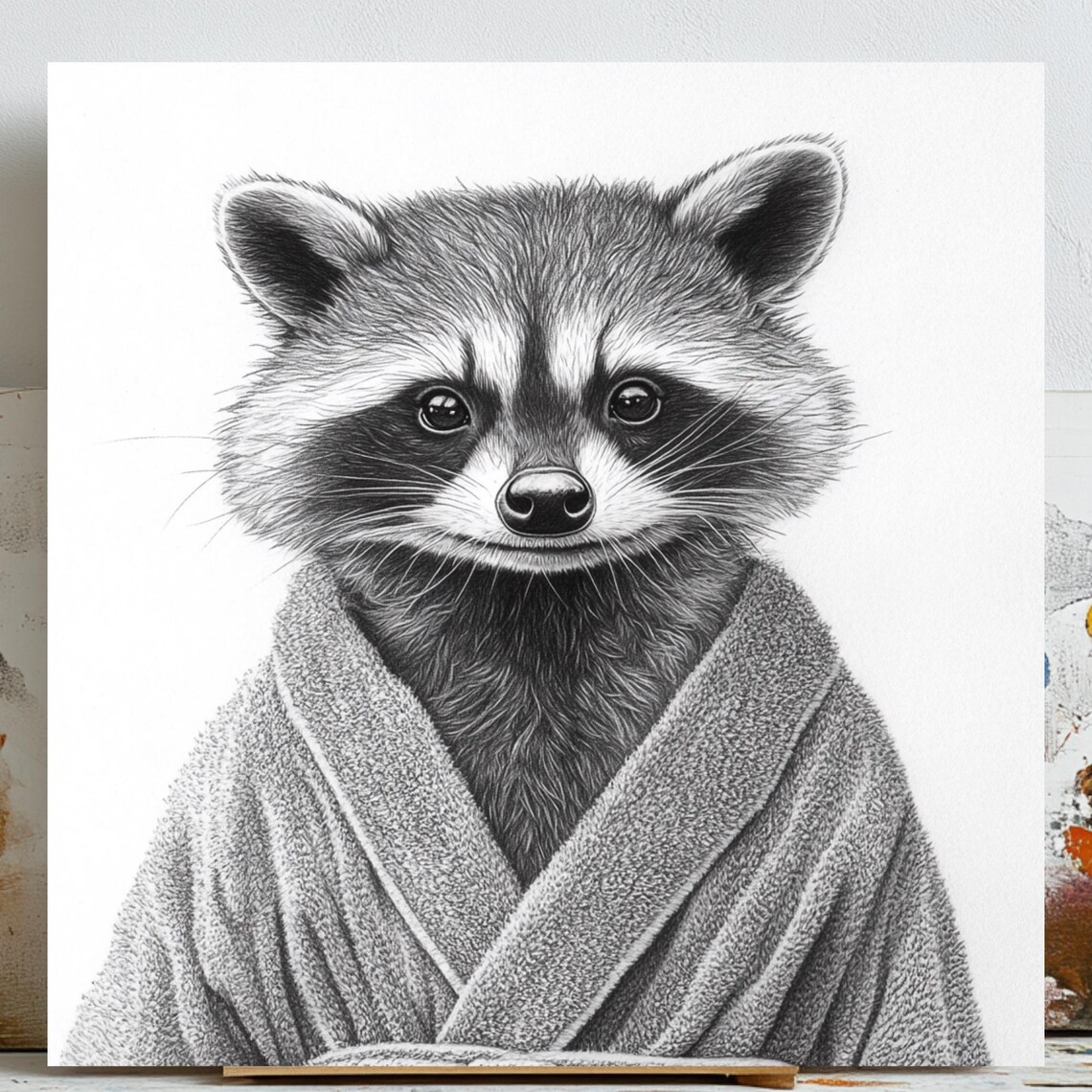 Raccoon In Bathrobe, Cute Animal Poster Print