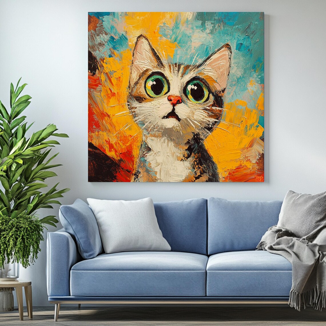 Abstract Cat Poster, Whimsical Kitten Bedroom Decor - Image 2