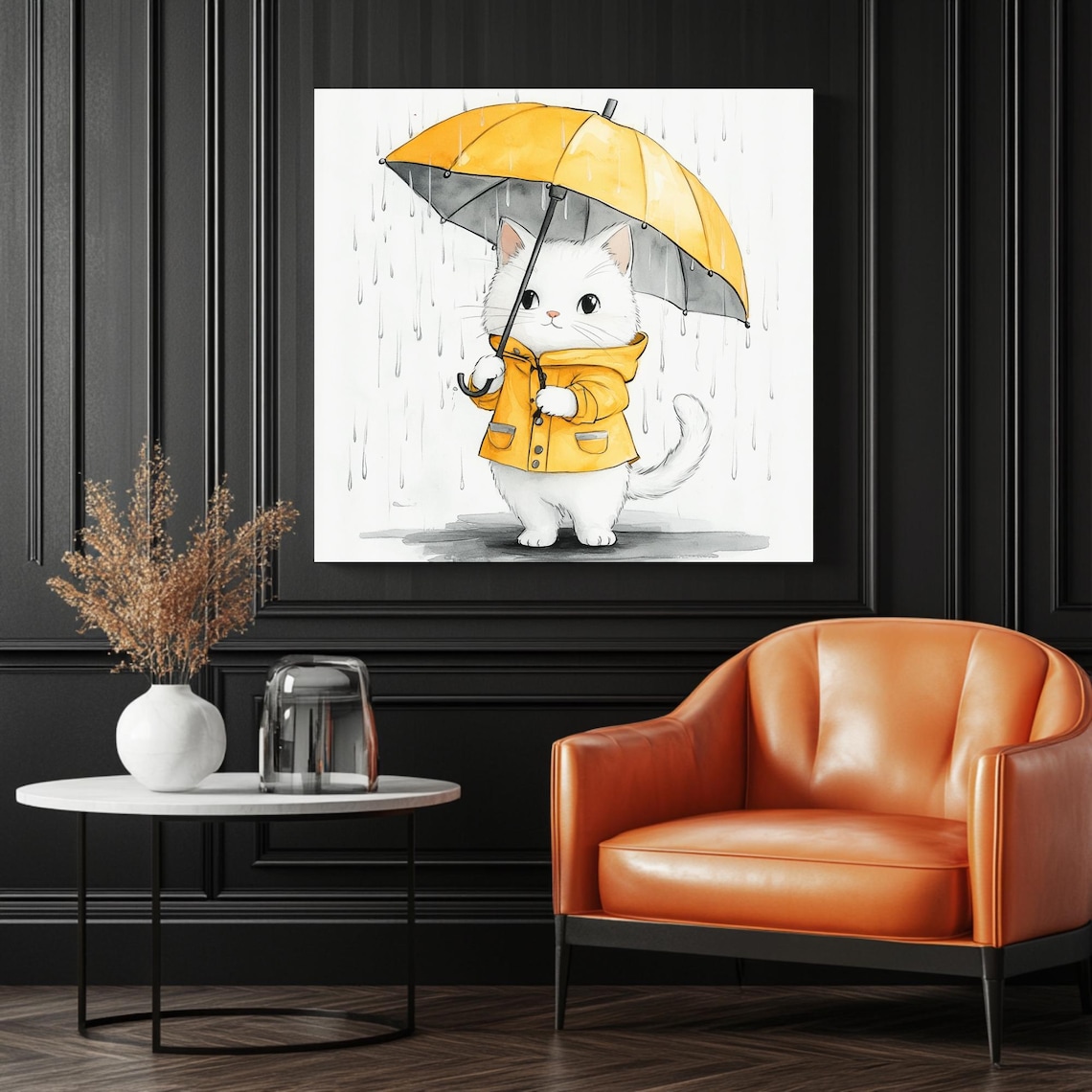Kitten With Umbrella, Cute Cat Illustration - Image 3
