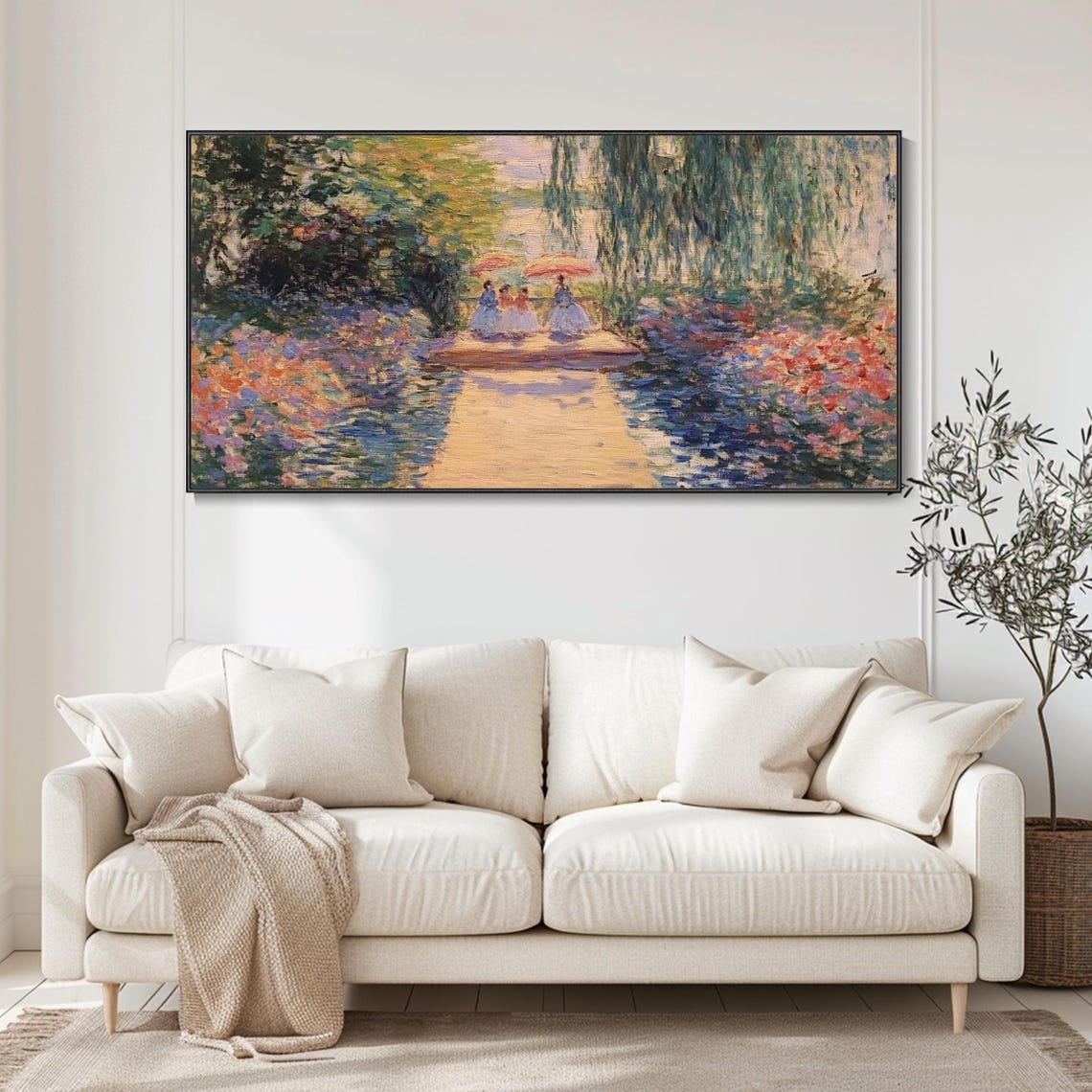Impressionist Garden Walkway With Parasols And Willow Trees Poster - Image 4