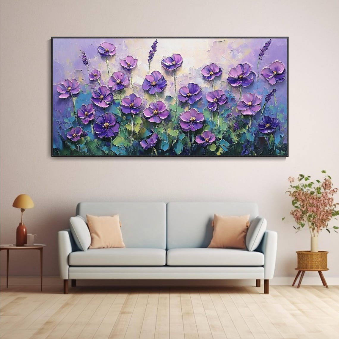 Purple Violet Impasto Floral Meadow 3D Textured Floral Poster - Image 5