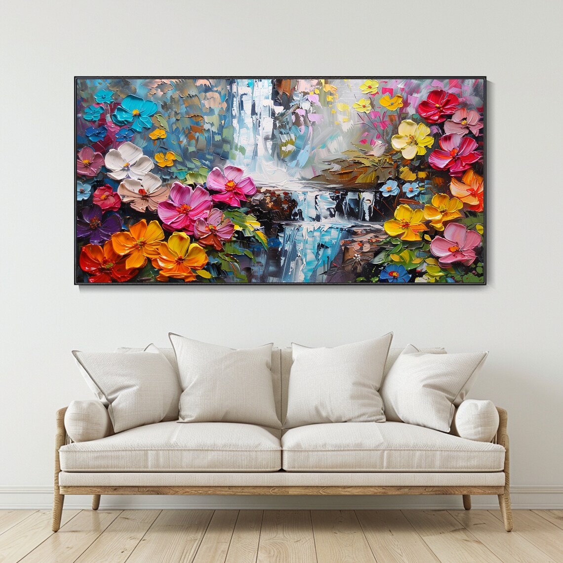 Waterfall Landscape Oil Painting, Boho Wall Art Print - Image 3