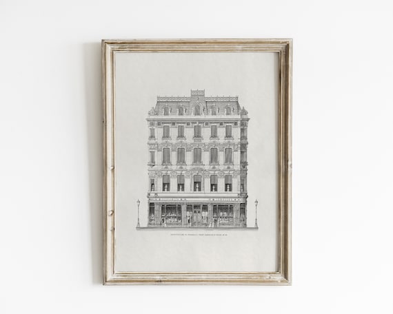 Vintage Architecture Sketch, Minimalist Art Print