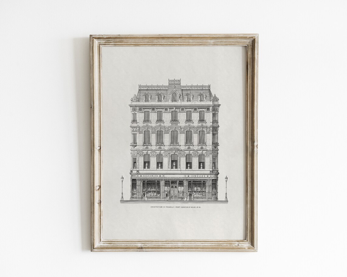 Vintage Architecture Sketch, Minimalist Art Print