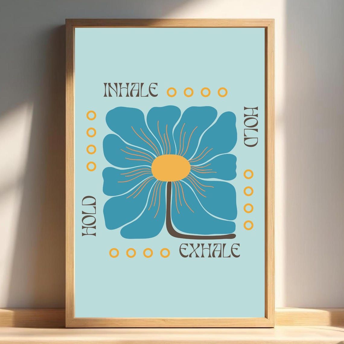 Blue Flower Box Breathing Poster for Therapy Office Calm Down Art