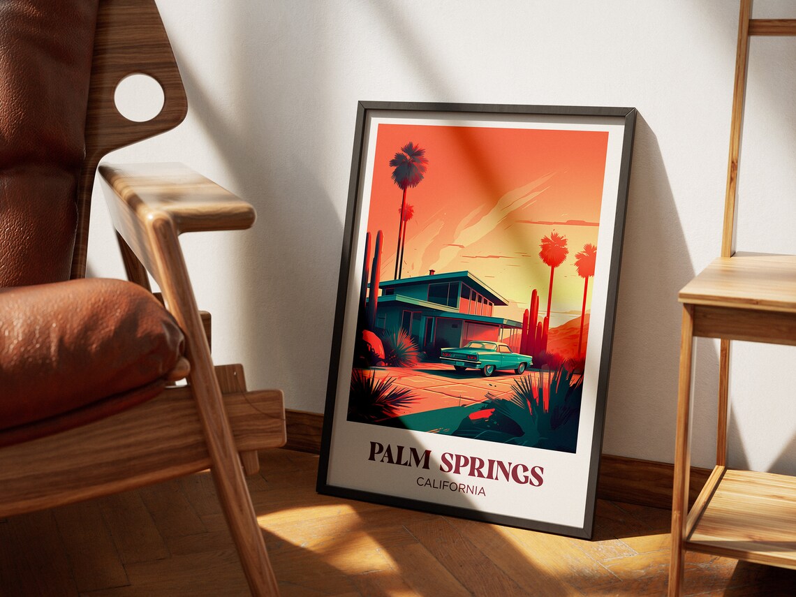 Palm Springs Travel Poster California Wall Art Print United States Illustration California Watercolor Home Decor Retro Poster - Image 4