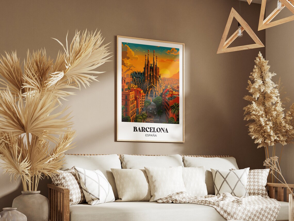 Barcelona Espana Sagrada Familia Golden Hour Street Travel Poster - Image 2