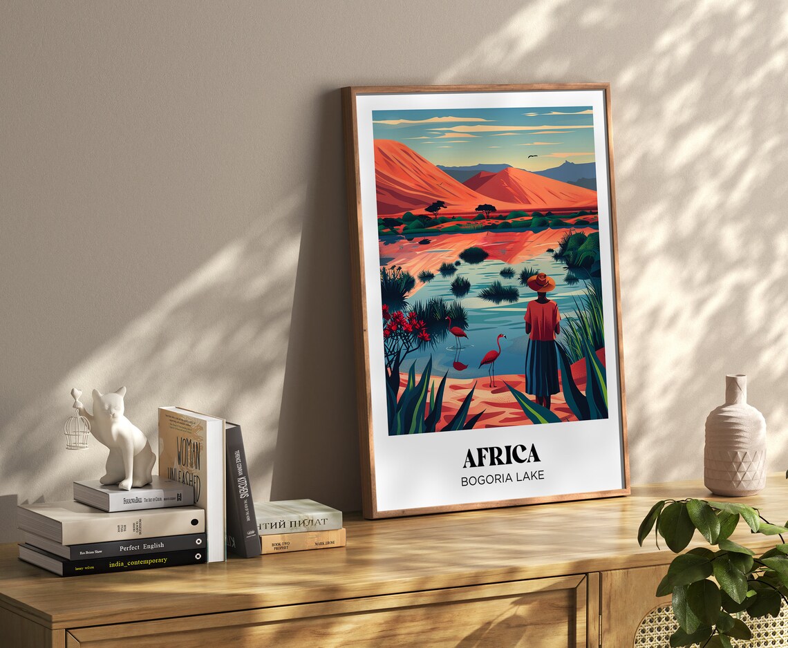 Bogoria Lake Africa Flamingo Shore Sunset Wildlife Travel Poster - Image 4