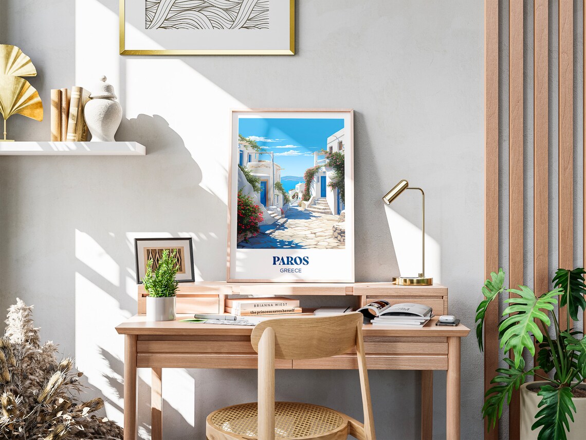 Paros Travel Poster, Greece Watercolor Art Print - Image 2
