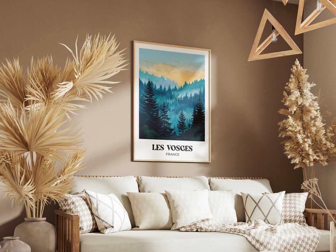 Les Vosges France Misty Pine Forest Watercolor Travel Poster - Image 2