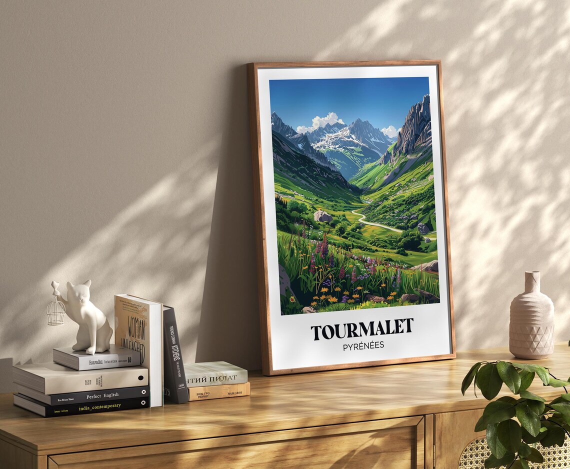 Tourmalet Pyrenees Mountain Valley Wildflowers Retro Travel Poster - Image 3