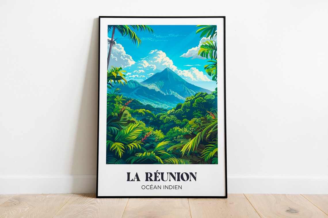 Reunion Island Piton De La Fournaise Travel Poster
