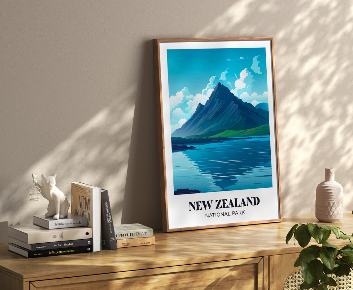 New Zealand Travel Poster Illustration New Zealand Pacific Ocean Travel Poster New Zealand - Image 4
