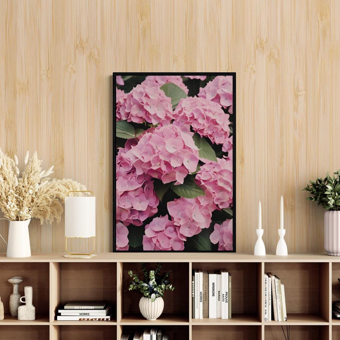 Pink Hydrangea Blossoms Lush Floral Botanical Photography Art Poster - Image 4