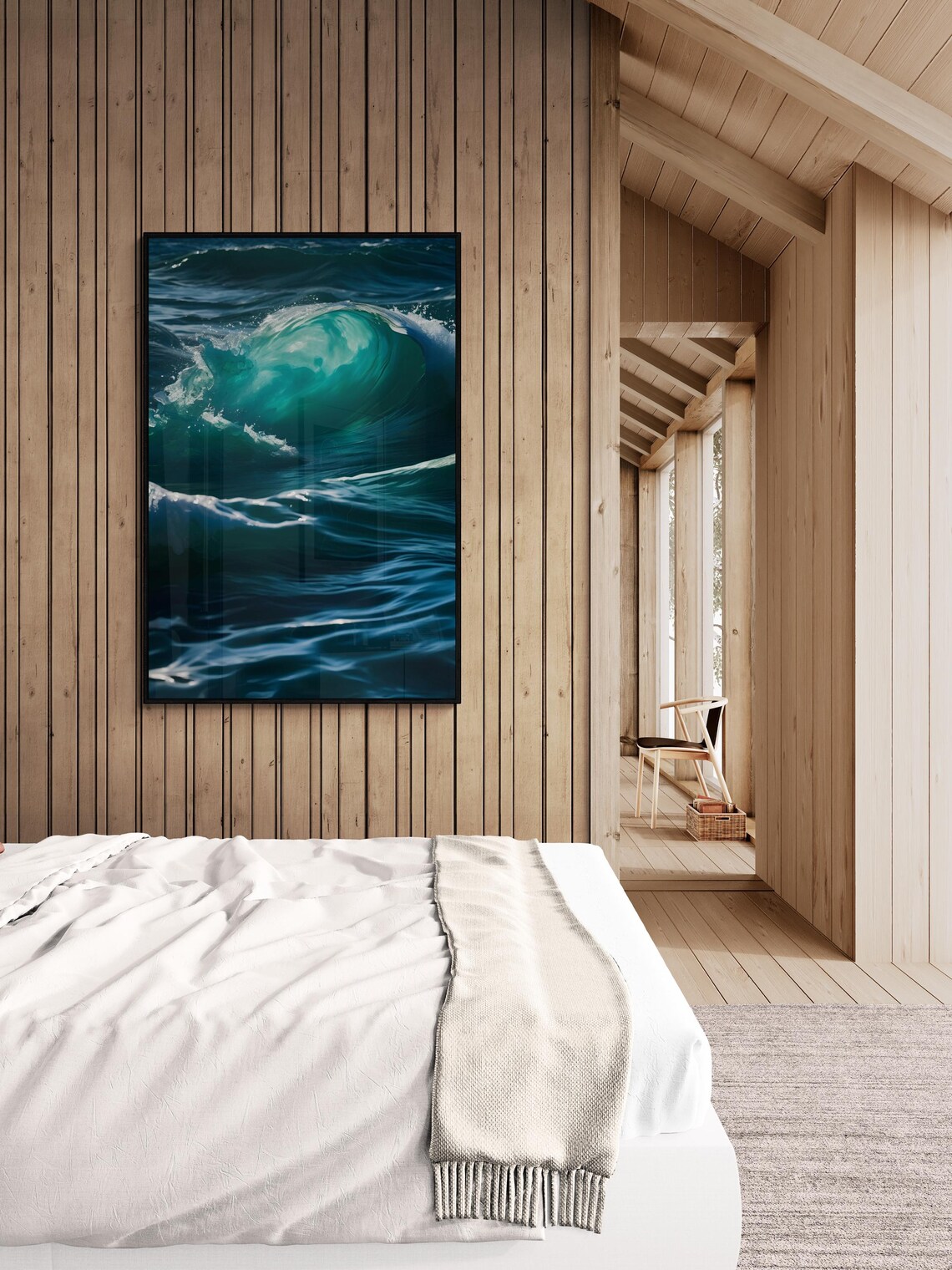 Turquoise Wave Curl Ocean Close Up Vivid Blue Sea Photography Wall Poster - Image 4