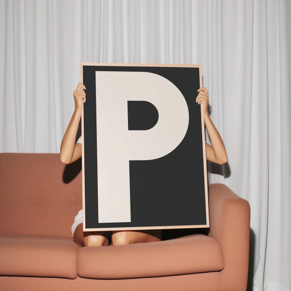 P Print My Type Of A Z Wall Print Retro Wall Art Trendy Wall Art Typography Letters Letter Print Gift Art P