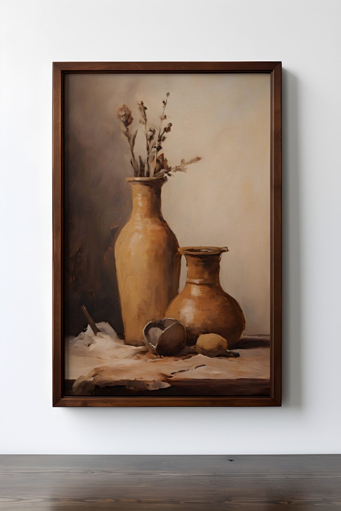 Still Life With Clay Vessels Antique Art Print - Image 3