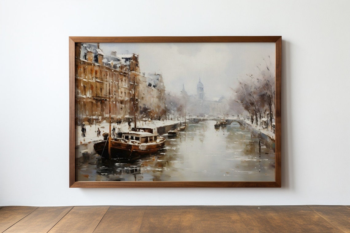 Winters Embrace On The River Antique Print - Image 2