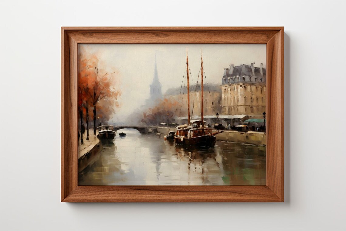 Autumn Mist On The Seine, Vintage Art Print