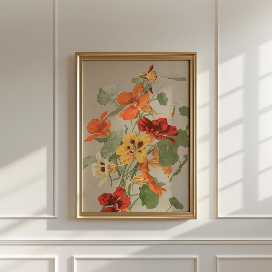 Orange and Yellow Nasturtium Flowers in Vintage Botanical Art Poster - Image 5
