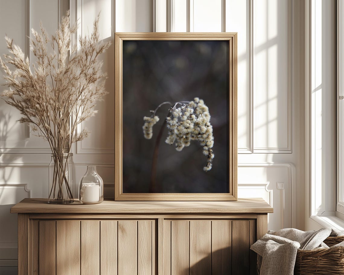 Dried Winter Grass Seed Head Moody Dark Botanical Photography Poster - Image 4