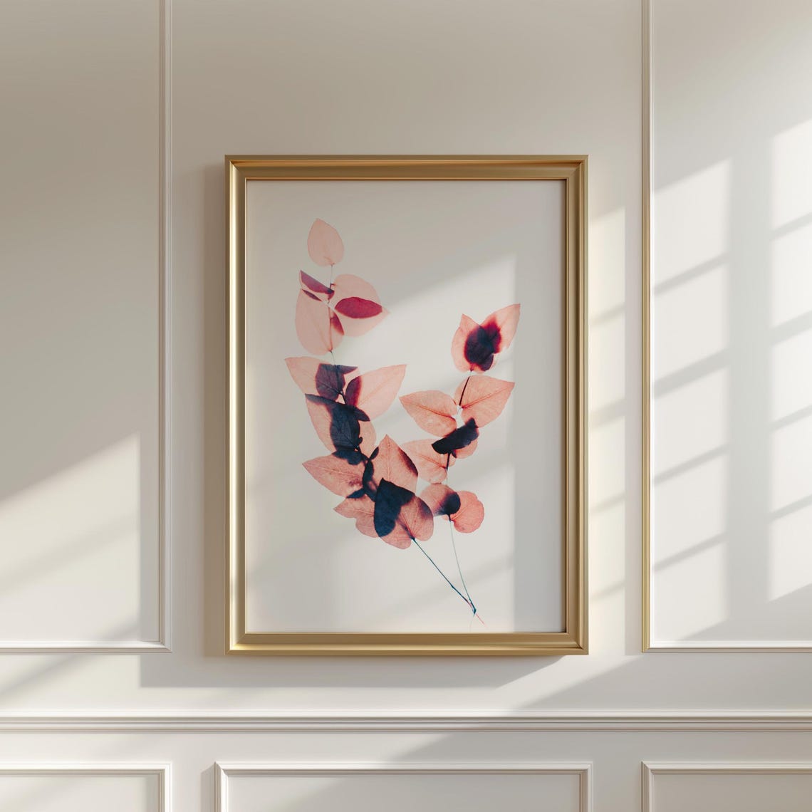 Backlit Coral Translucent Leaves Minimalist Modern Botanical Poster - Image 5