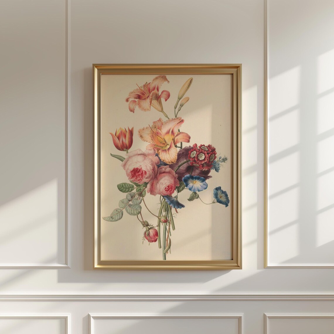 Mixed Bouquet with Roses Daylily and Morning Glory Floral Poster - Image 5
