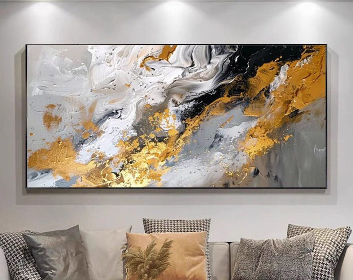 Elegant Gold and White Marble Swirl Minimalist Abstract Poster - Image 6
