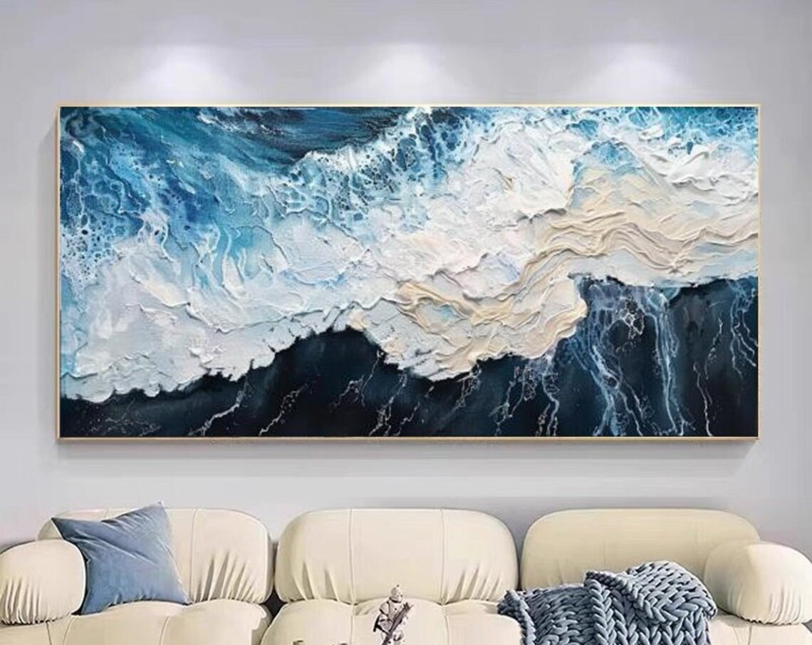 Abstract Waves, Black Sand Beach Seascape Art Print - Image 6