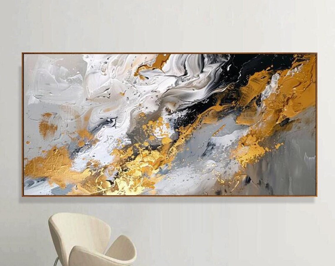 Elegant Gold and White Marble Swirl Minimalist Abstract Poster