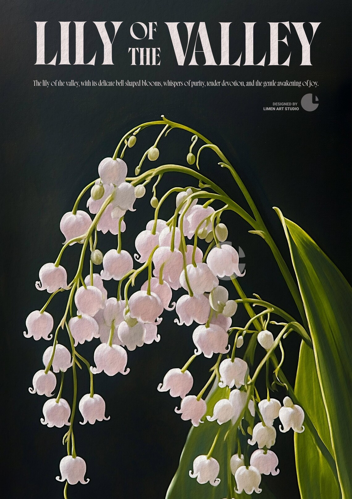 Lily Of The Valley Vintage Botanical Floral Black Framed Wall Art - Image 3
