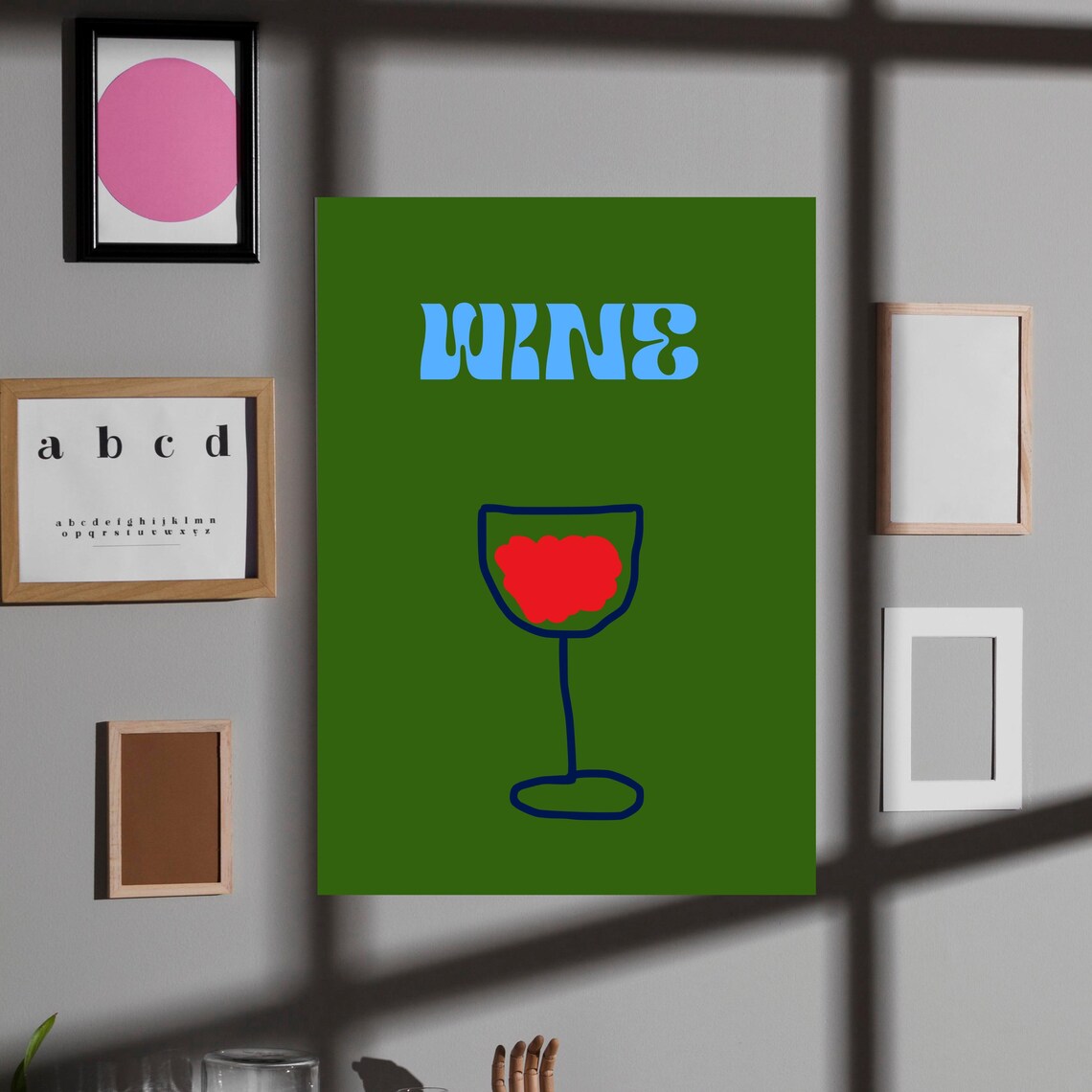 Wine Glass Art Print, Bold Minimalist Kitchen Decor - Image 2