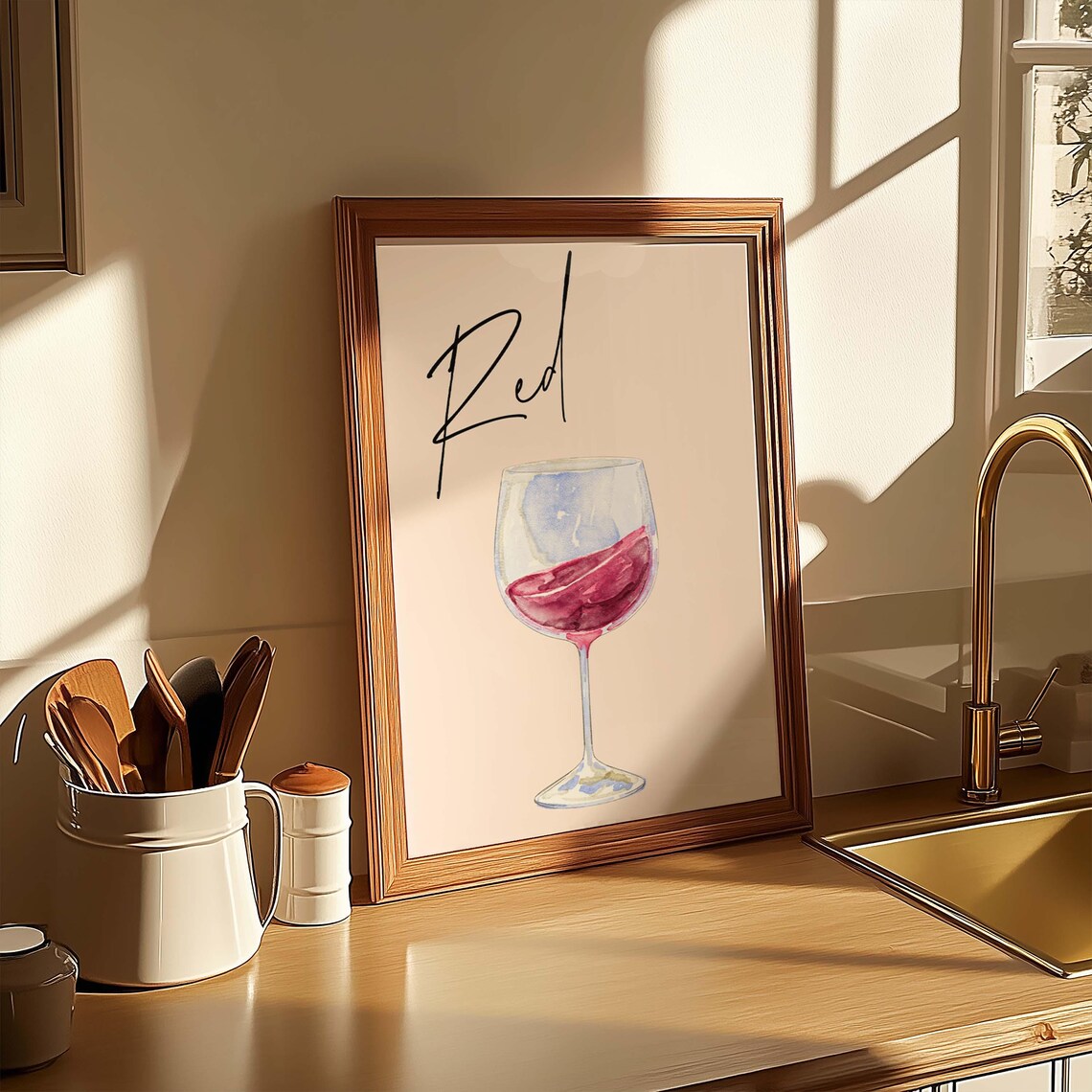 Red Wine Glass Elegant Bar Kitchen Art Print